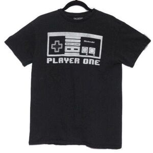 Nintendo Player One T-Shirt Mens Medium Black NES Controller Graphic Tee